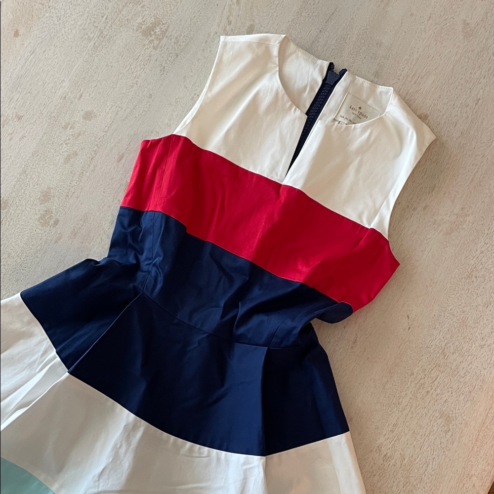 Kate Spade Red, Navy, and White Midi Dress